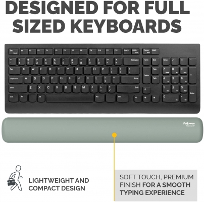 Suport incheietura Fellowes, Breyta Microban pentru tastatura, 47 x 6 cm, salvie